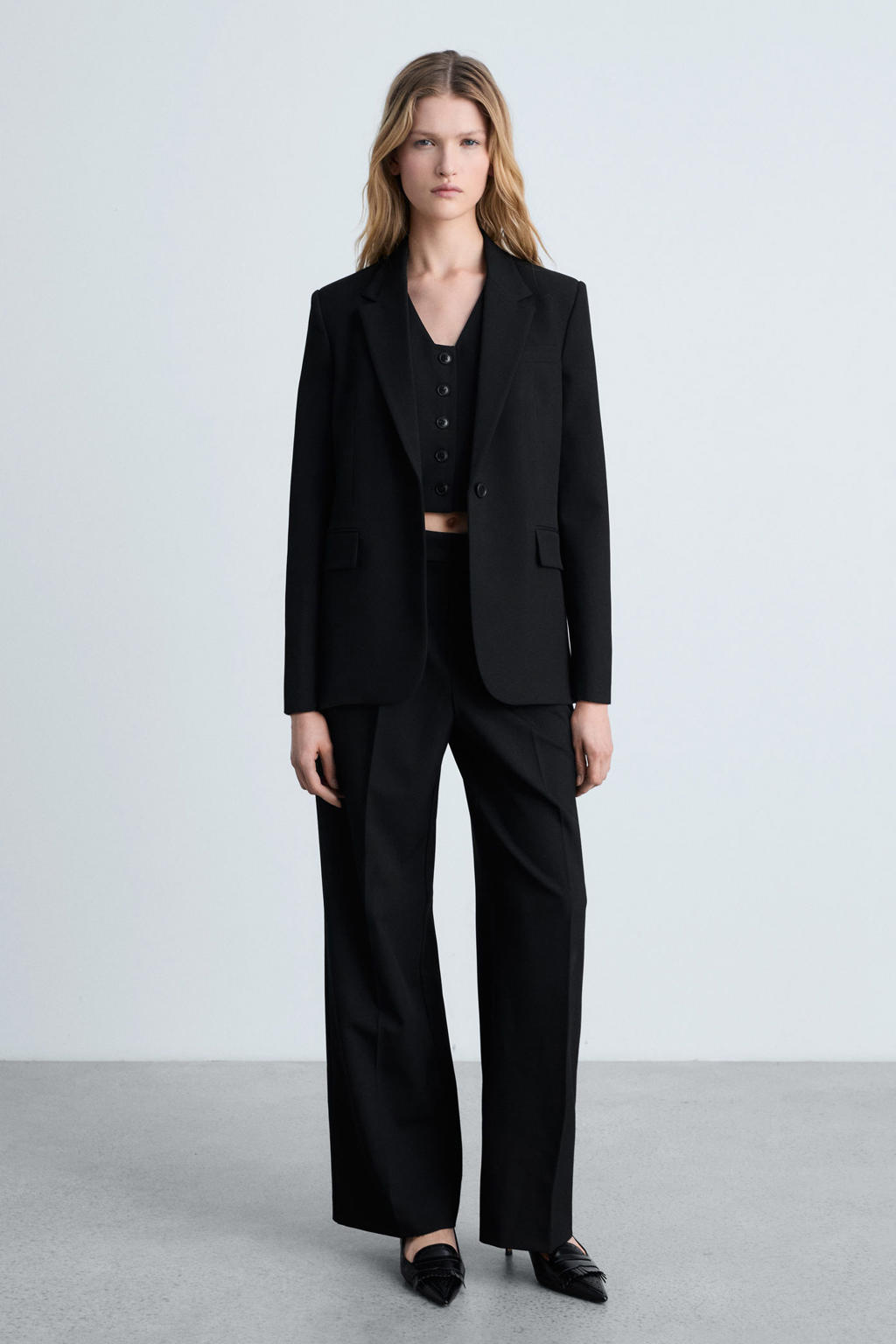 Zwarte dames Mango regular blazer van polyester met effen, lange mouwen, reverskraag en knoopsluiting