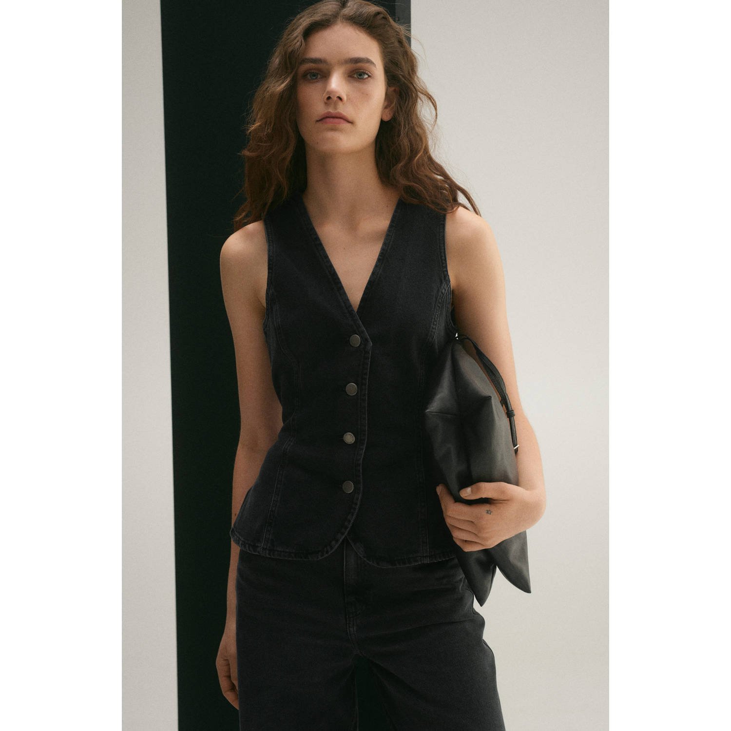 Mango gilet black denim
