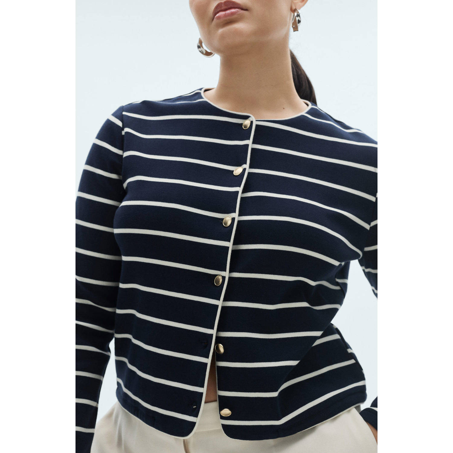 Mango gebreid vest donkerblauw