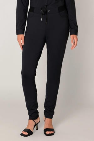 slim regular waist broek zwart