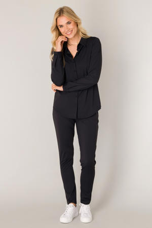 slim regular waist broek zwart