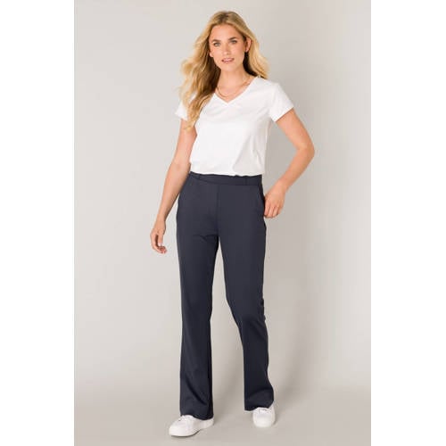 Base Level slim regular waist broek donkerblauw afbeelding