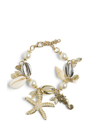 armband PCLIVA met bedels goudkleurig