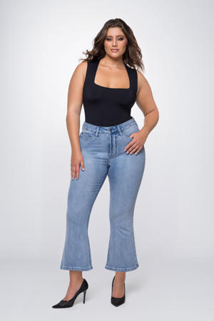 high waist cropped flared jeans BOBI sunrise blue