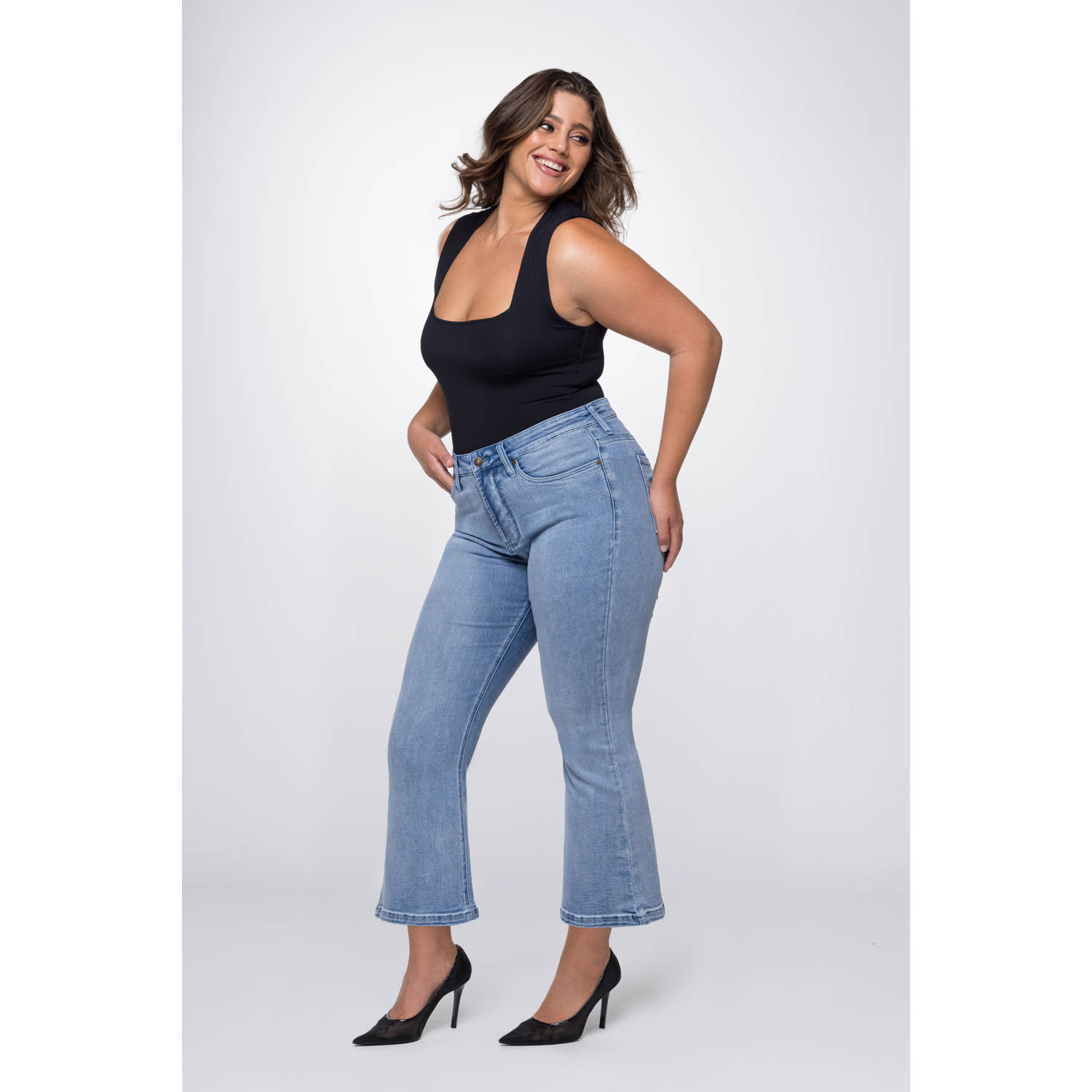 Fox Factor high waist cropped flared jeans BOBI sunrise blue