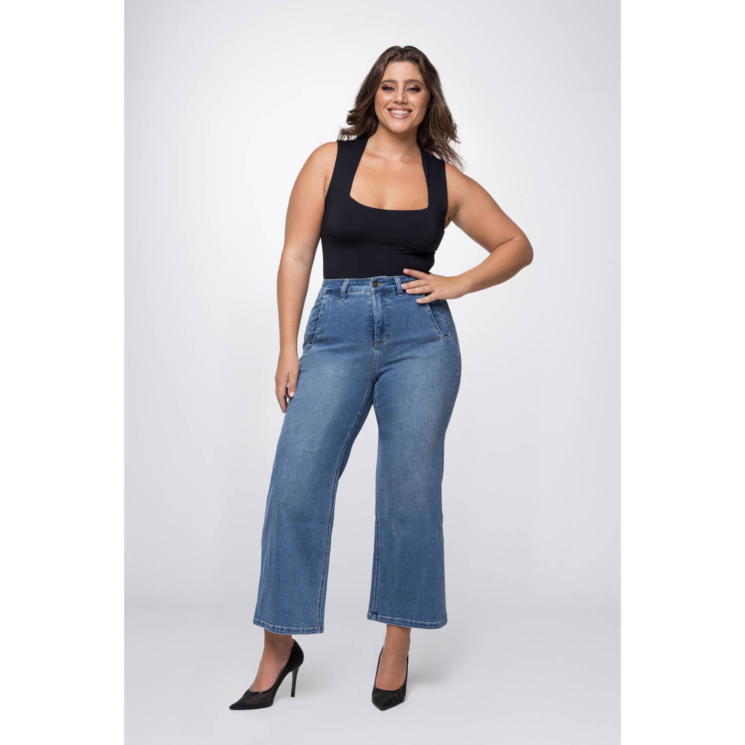 Fox Factor high waist straight leg jeans ROXI tulsa blue