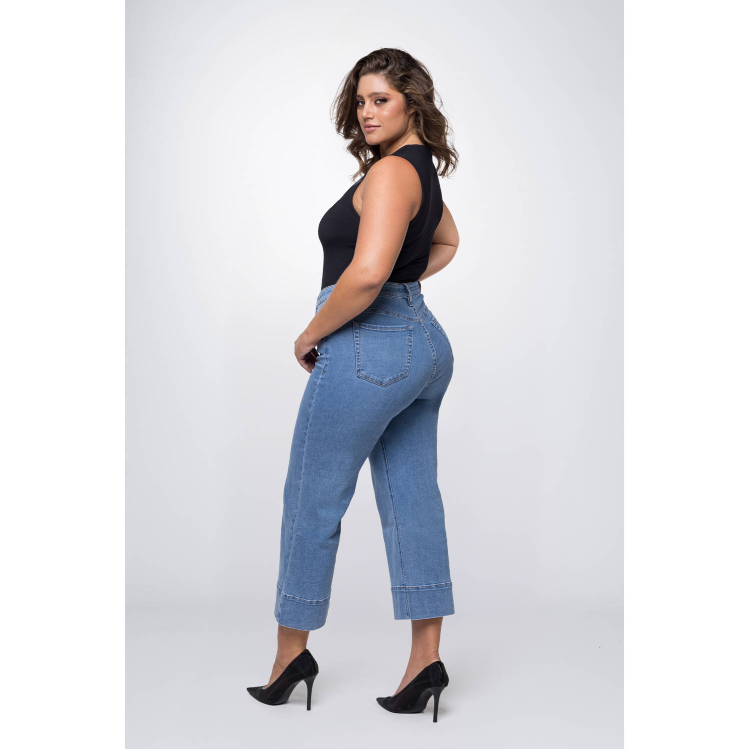 Fox Factor high waist wide leg jeans DIXI hollywood blue