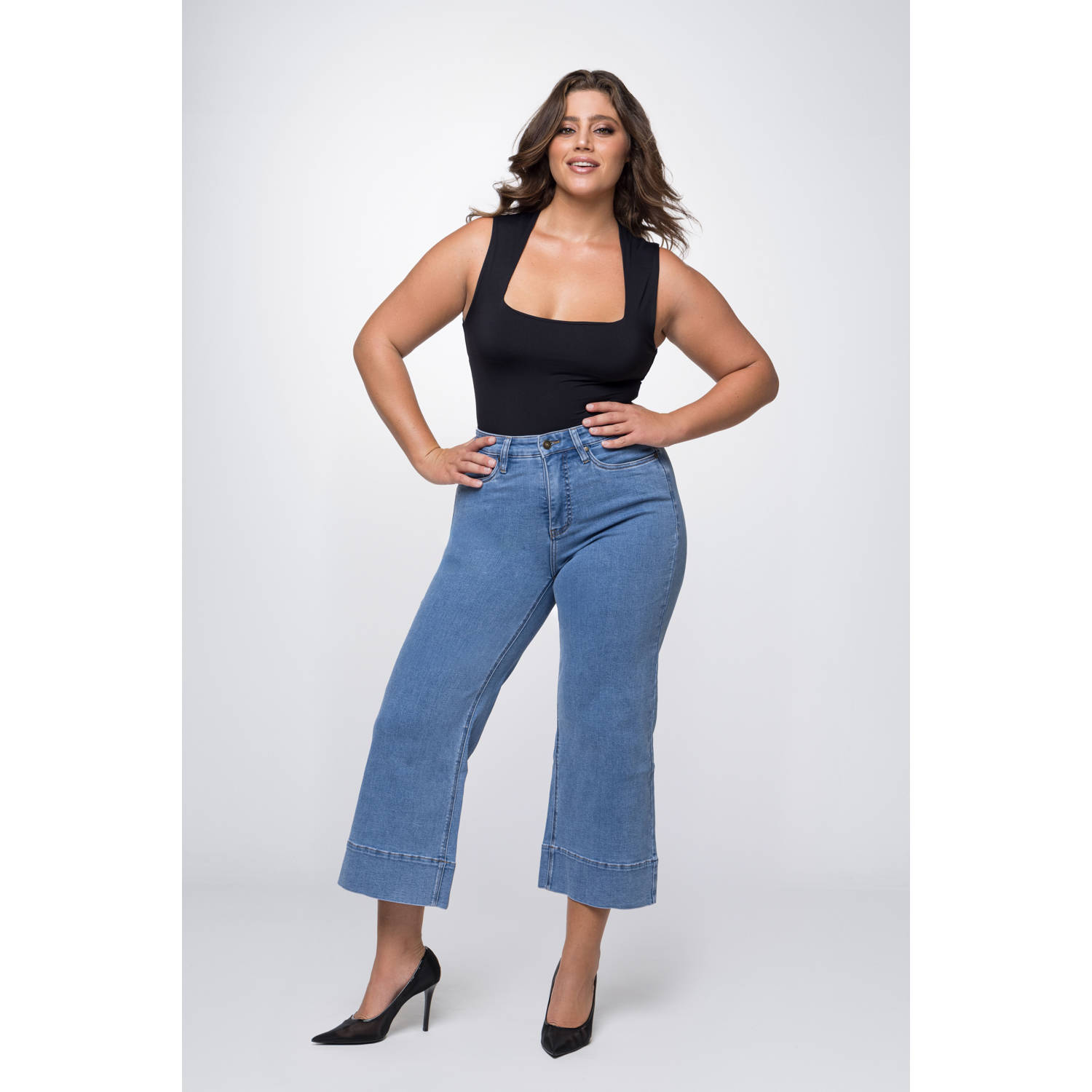 Fox Factor high waist wide leg jeans DIXI hollywood blue