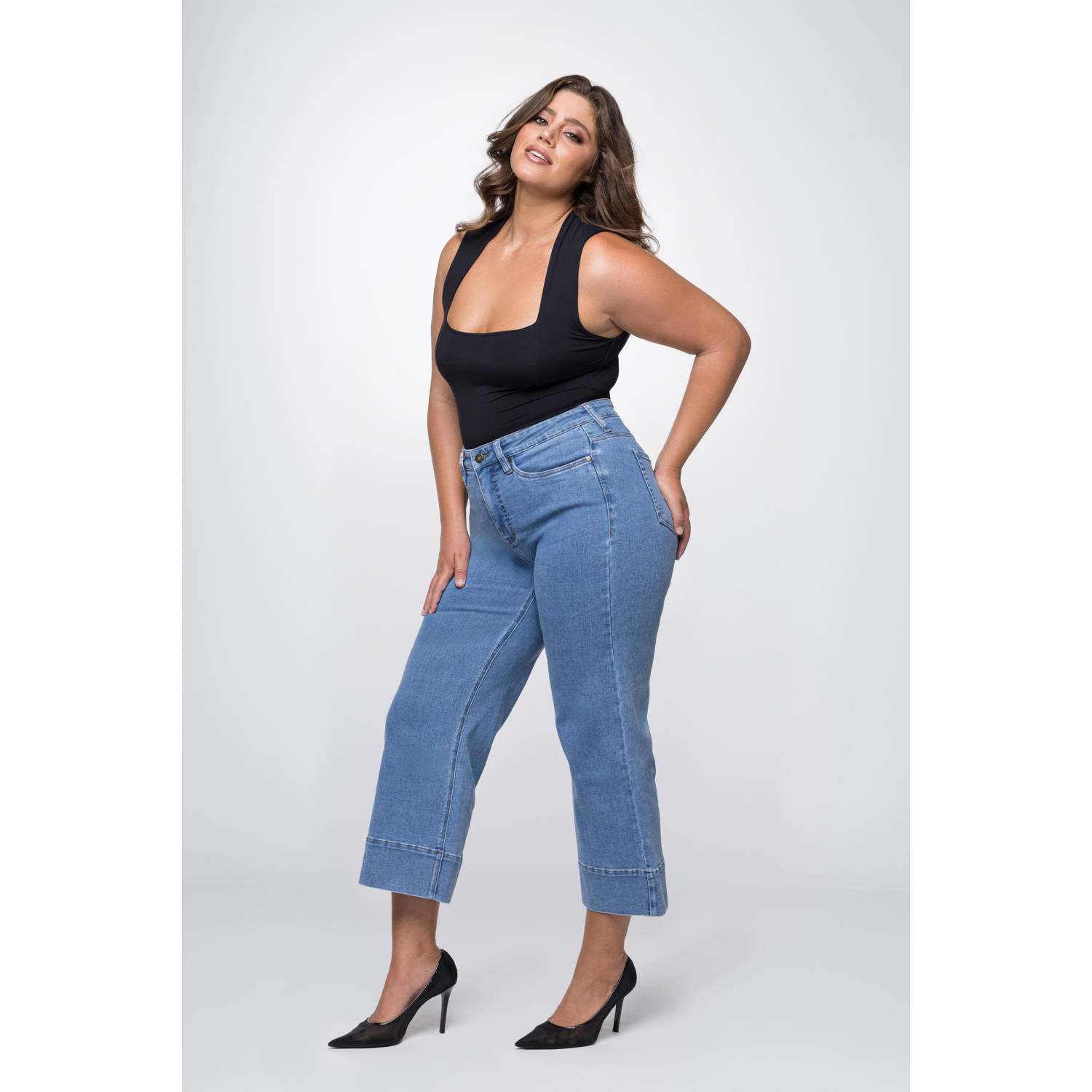 Fox Factor high waist wide leg jeans DIXI hollywood blue