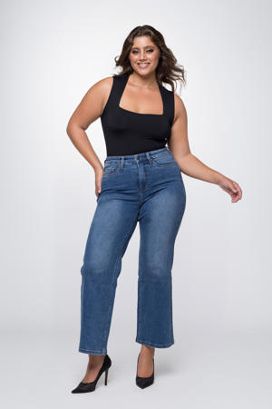 high waist wide leg jeans DIXI monza blue