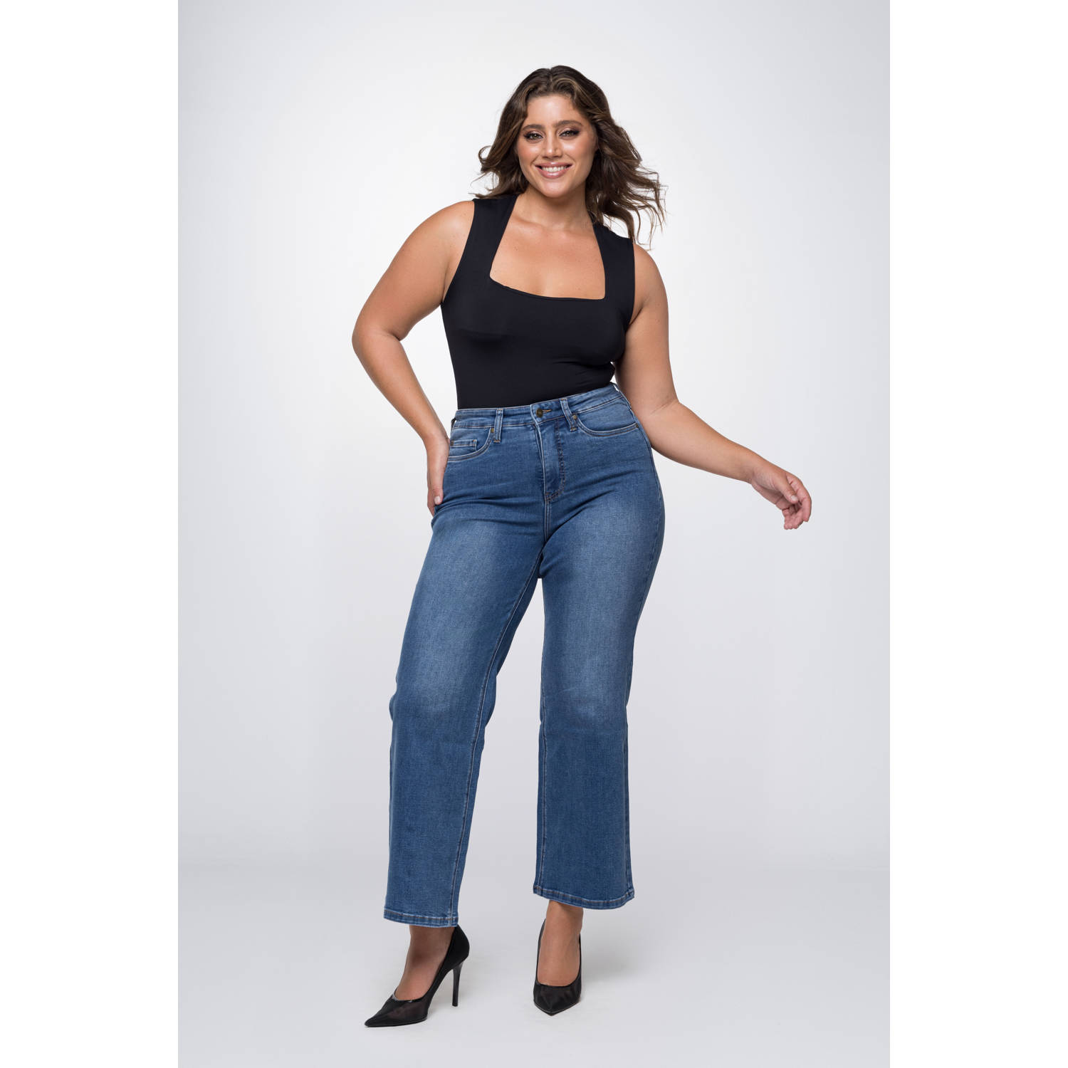 Fox Factor high waist wide leg jeans DIXI monza blue