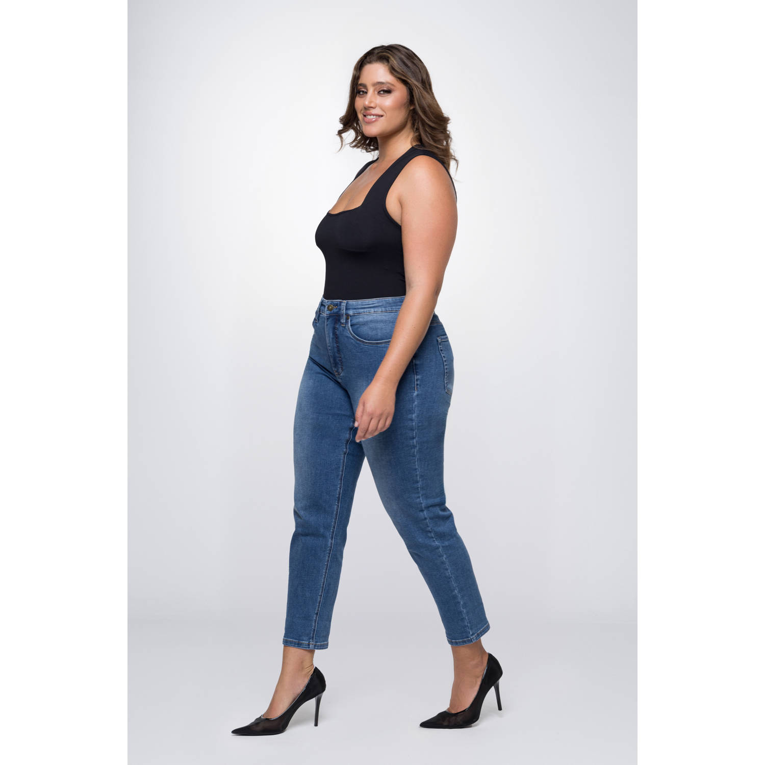Fox Factor high waist mom jeans GIGI monza blue