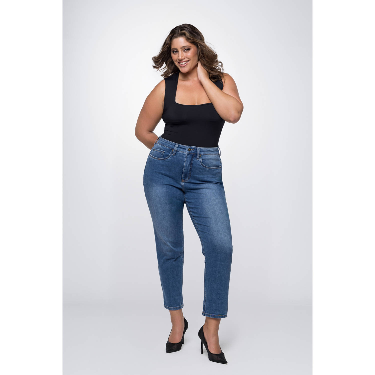 Fox Factor high waist mom jeans GIGI monza blue