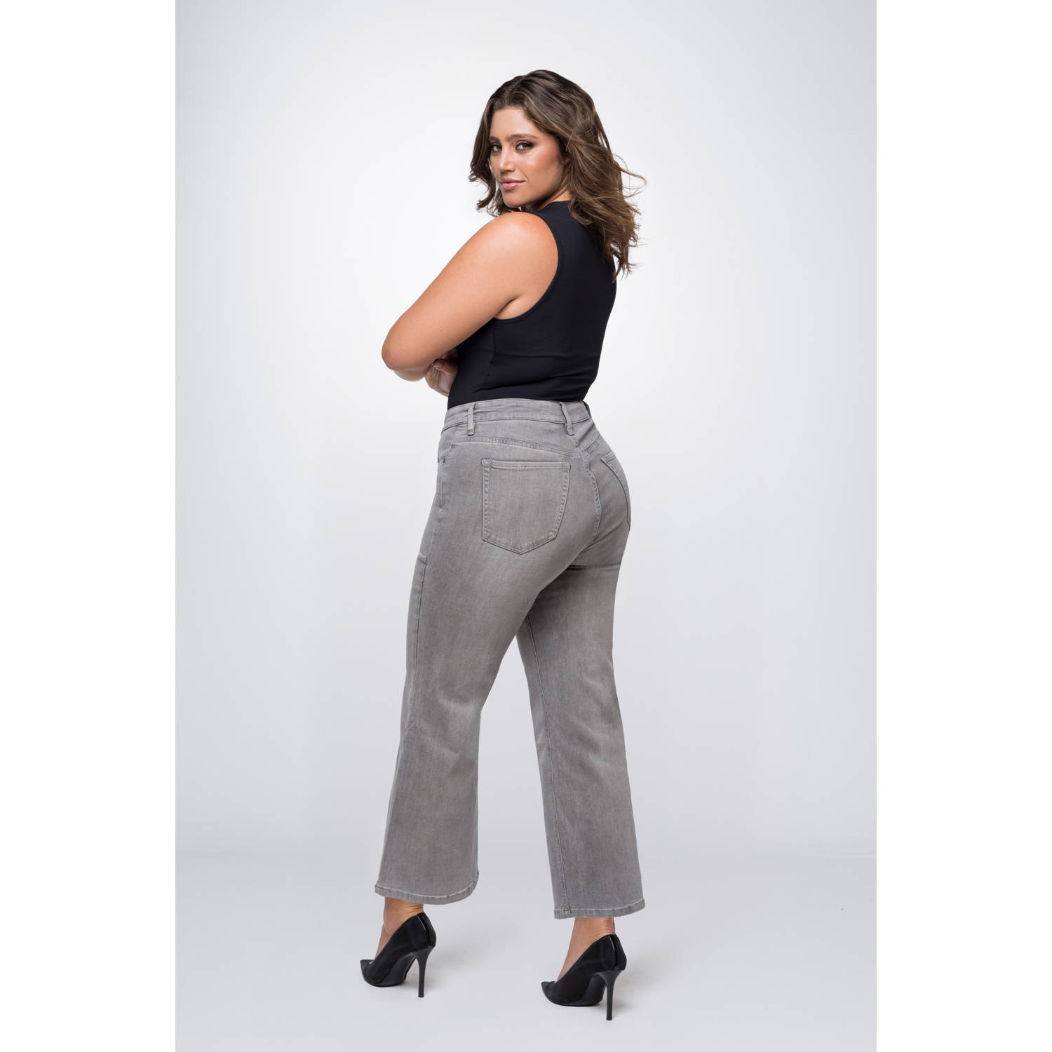Fox Factor high waist wide leg jeans DIXI lima grey
