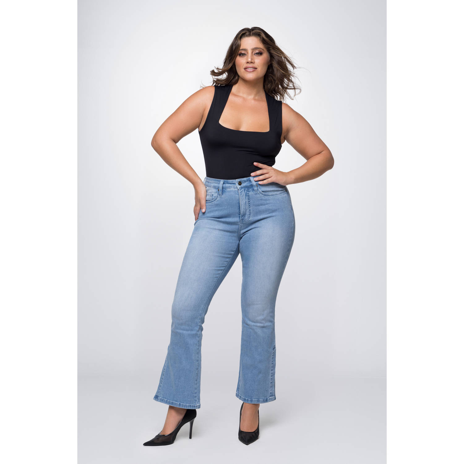 Fox Factor high waist flared jeans BOBI Fiji blue