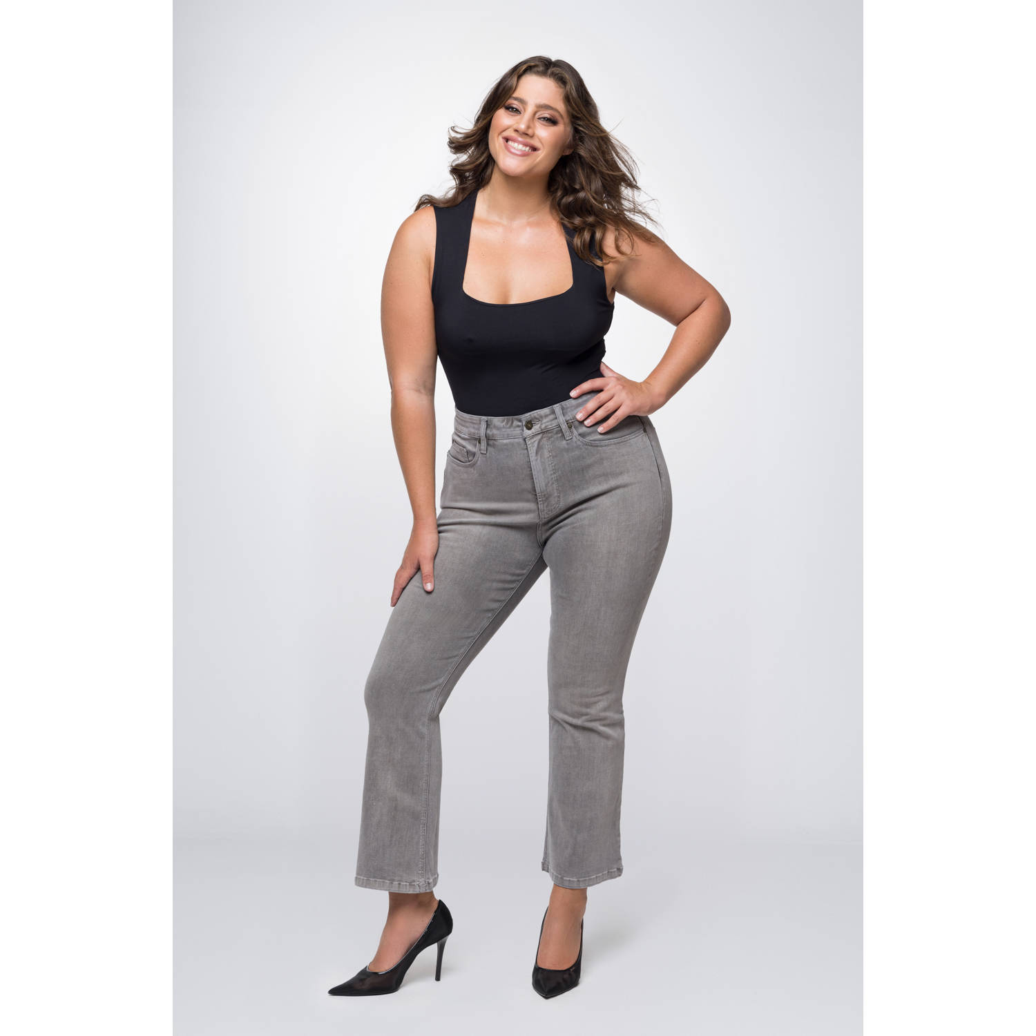 Fox Factor high waist flared jeans BOBI lima grey