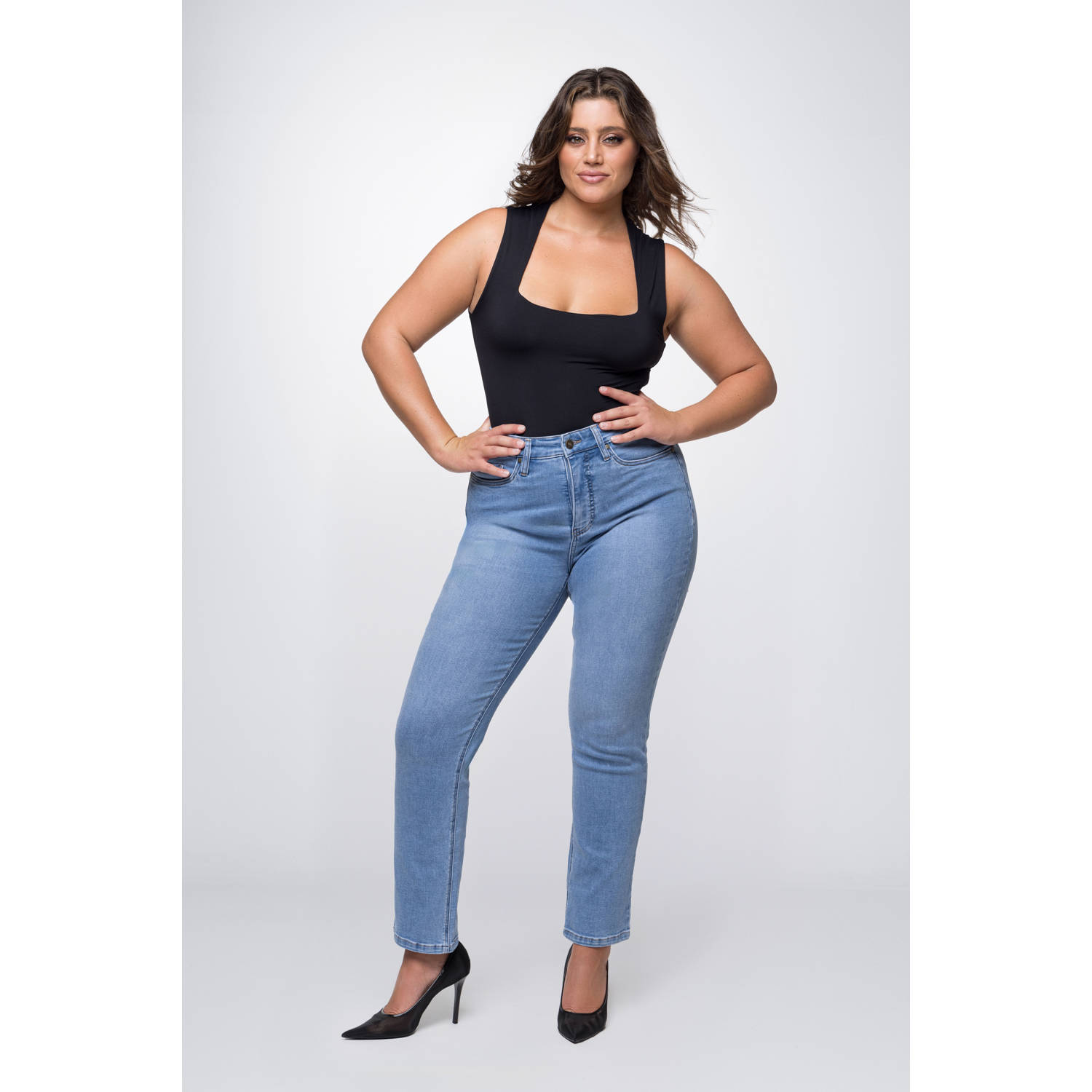 Fox Factor high waist straight leg jeans ROXI milan blue