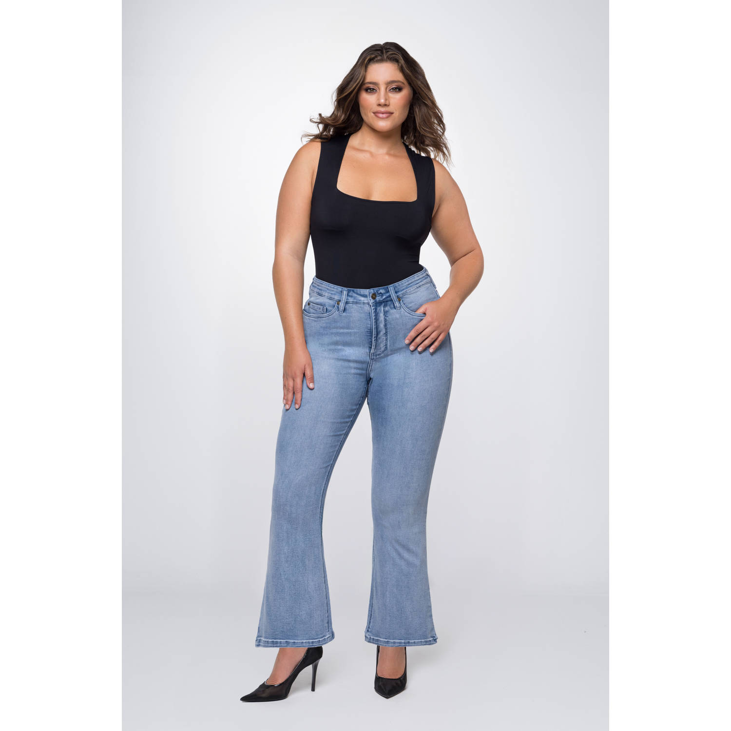 Fox Factor high waist flared jeans BOBI sunrise blue