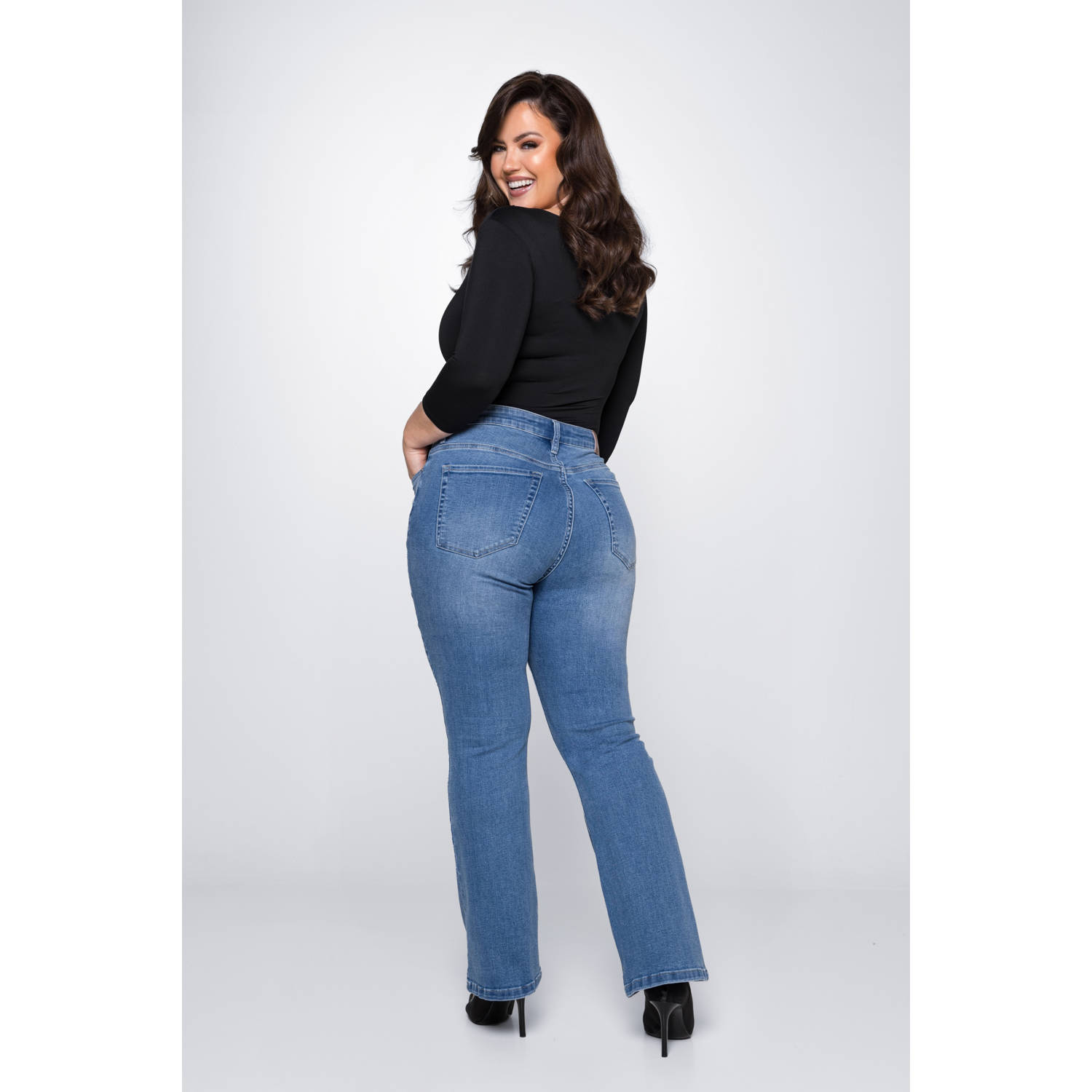 Fox Factor high waist bootcut jeans BILI aruba blue