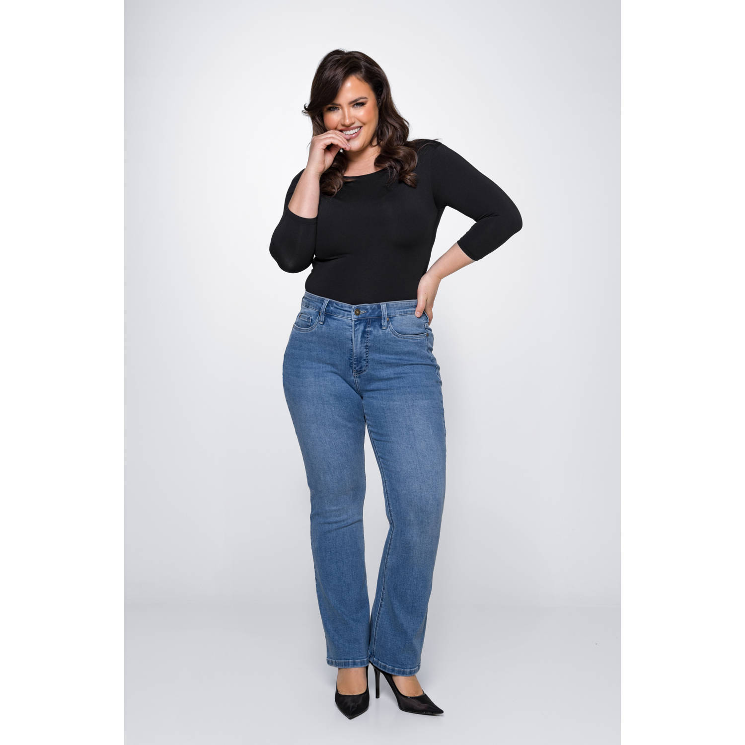 Fox Factor high waist bootcut jeans BILI aruba blue