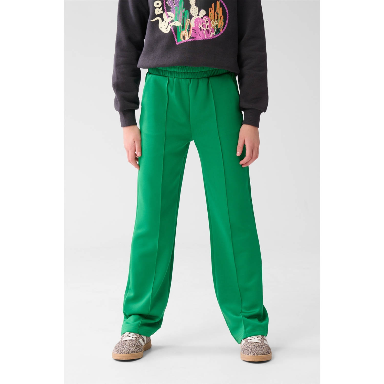 Shoeby wide leg casual broek groen