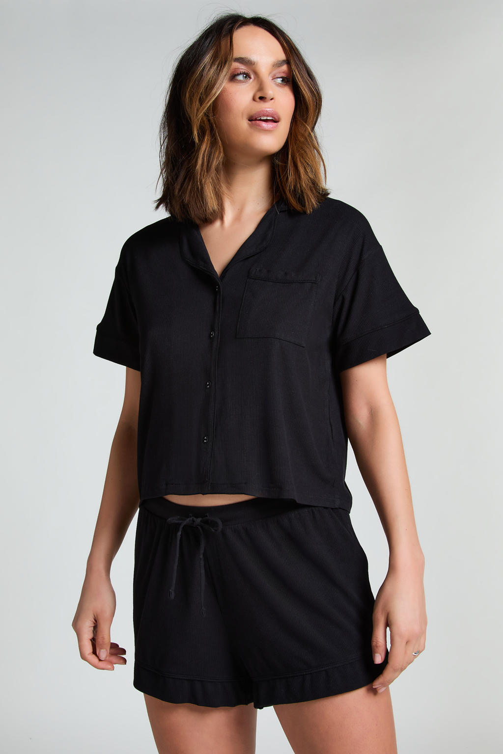 Hunkemöller bamboe pyjamashort zwart