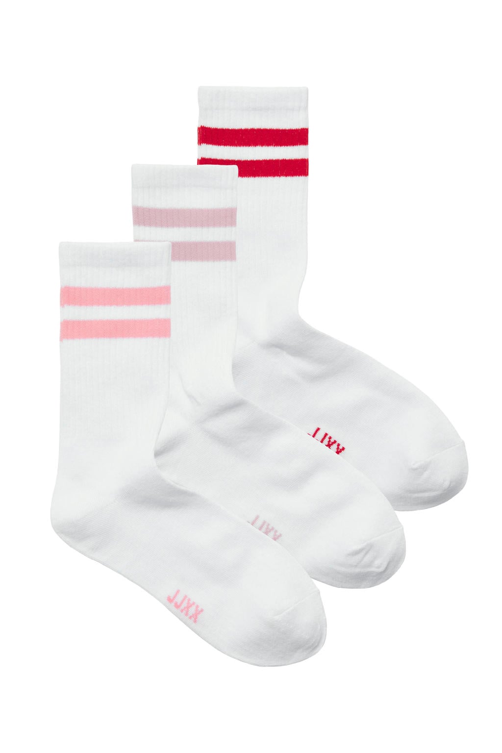 JJXX sokken JXBASIC - wit/roze (set van 3)