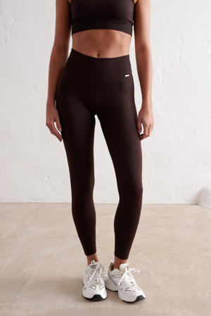 rib sportlegging Seamless donkerbruin