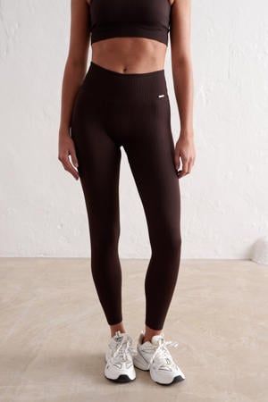 rib sportlegging Seamless donkerbruin
