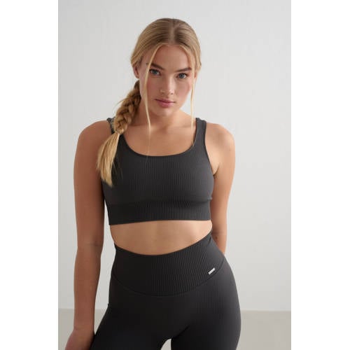 Aim'n level 2 rib sportbh Seamless donkergrijs afbeelding