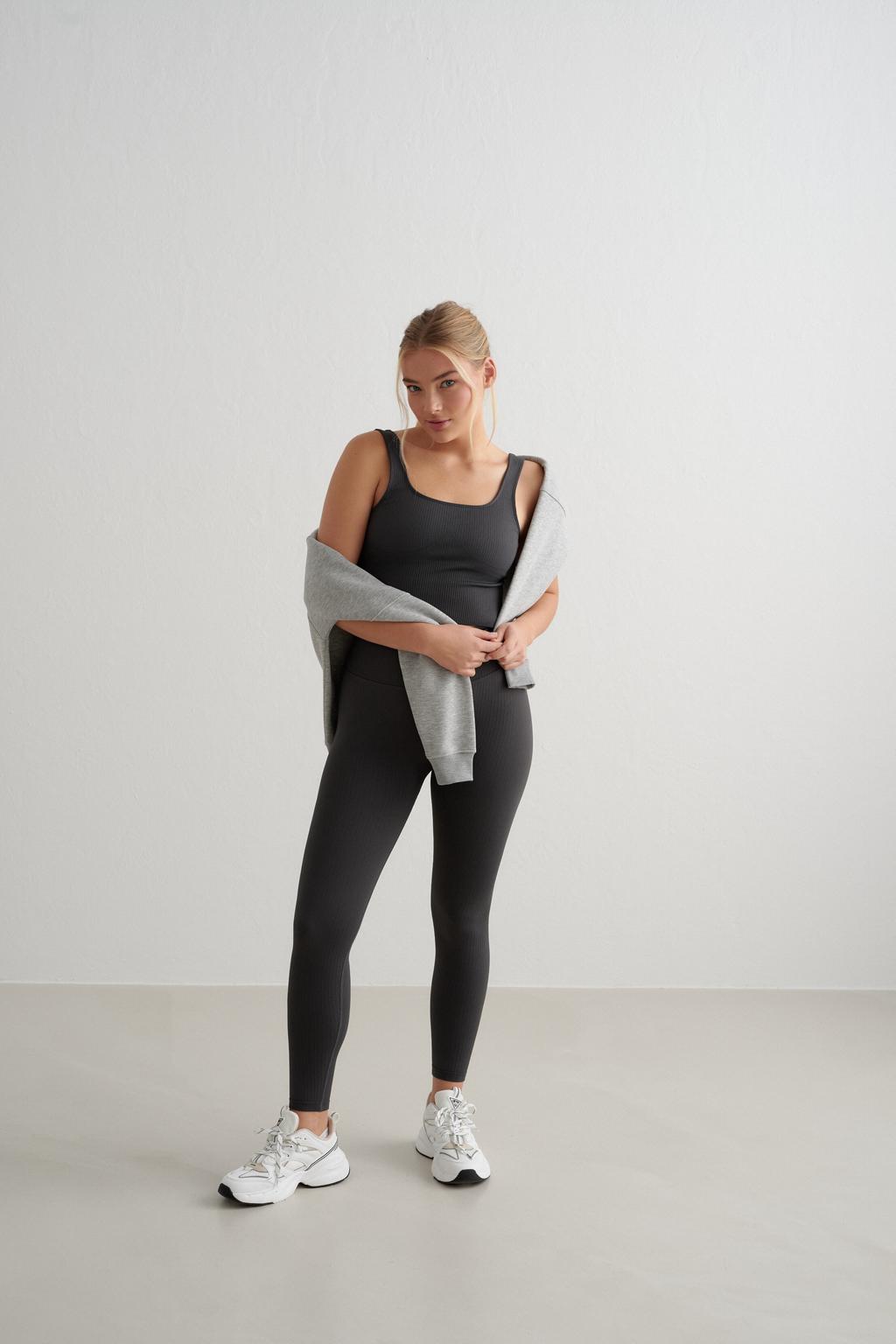Aim'n rib sporttop Seamless donkergrijs