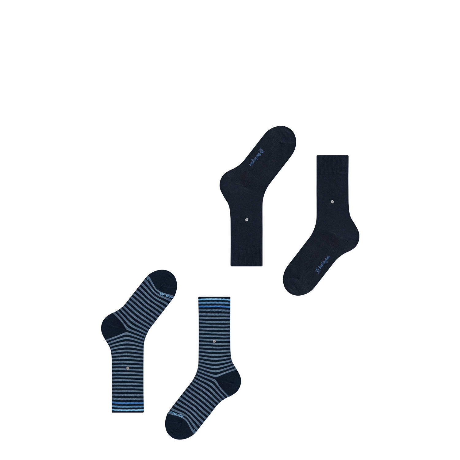 Burlington sokken Everyday Stripe set van 2 donkerblauw