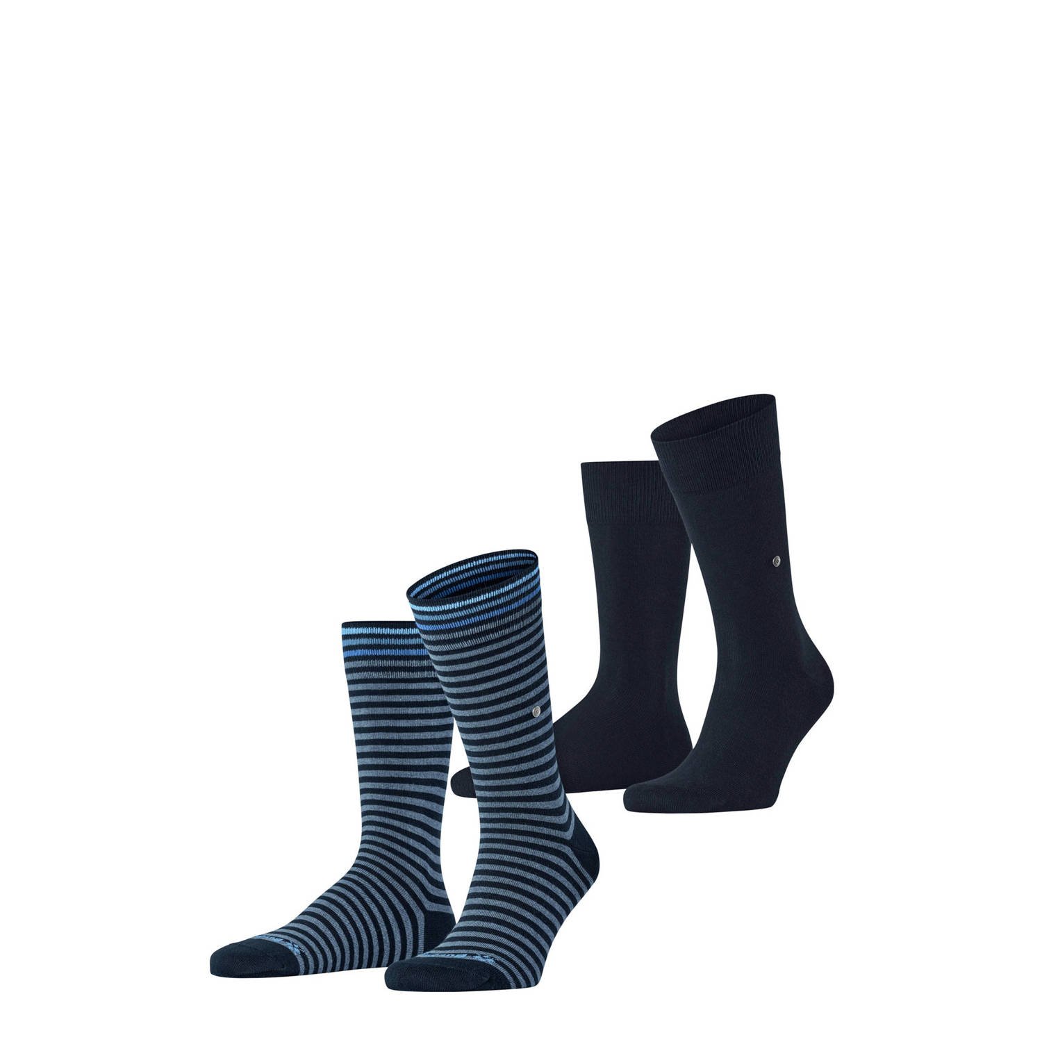 Burlington sokken Everyday Stripe set van 2 donkerblauw