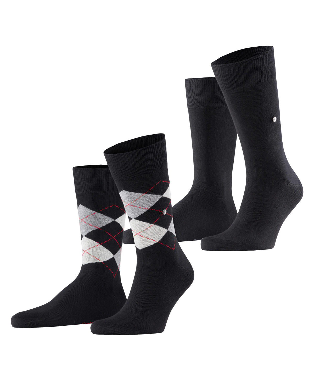 Pack 2 Chaussettes Burlington Everyday Mix - Coton Respirant Motifs Argyle Et Uni