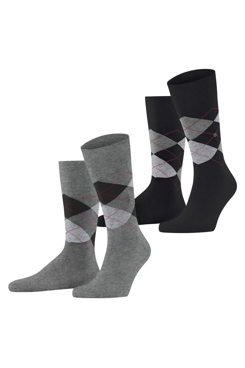 Burlington sokken Everyday Argyle SO - grijs/zwart (set van 2)