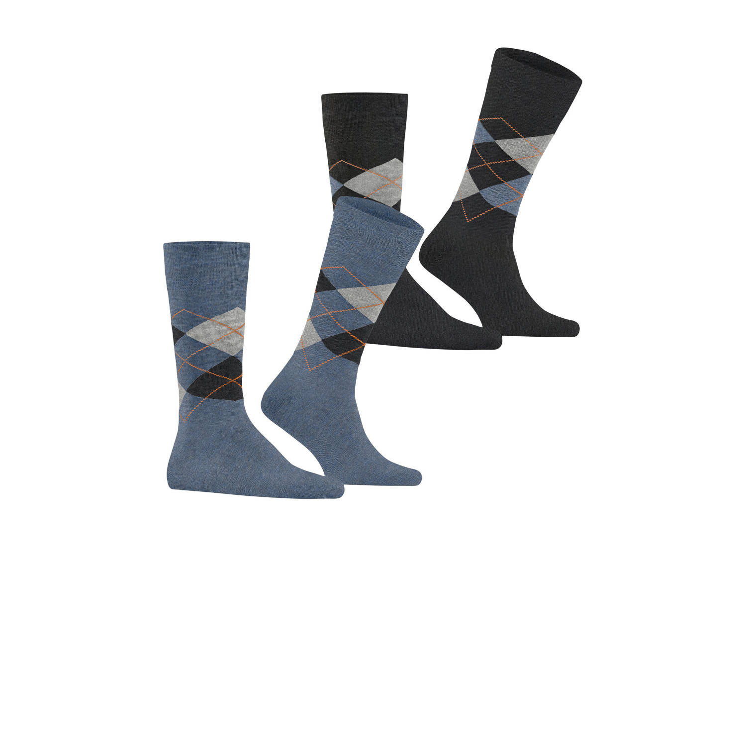 Burlington sokken Everyday Argyle SO set van 2 grijs