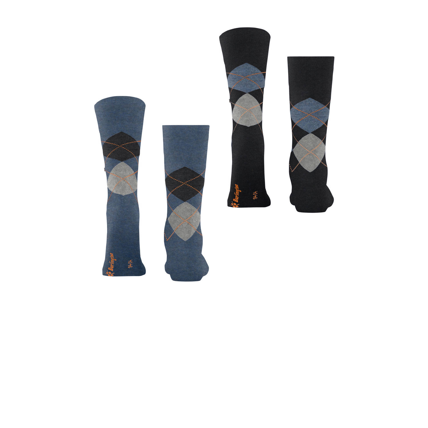 Burlington sokken Everyday Argyle SO set van 2 grijs