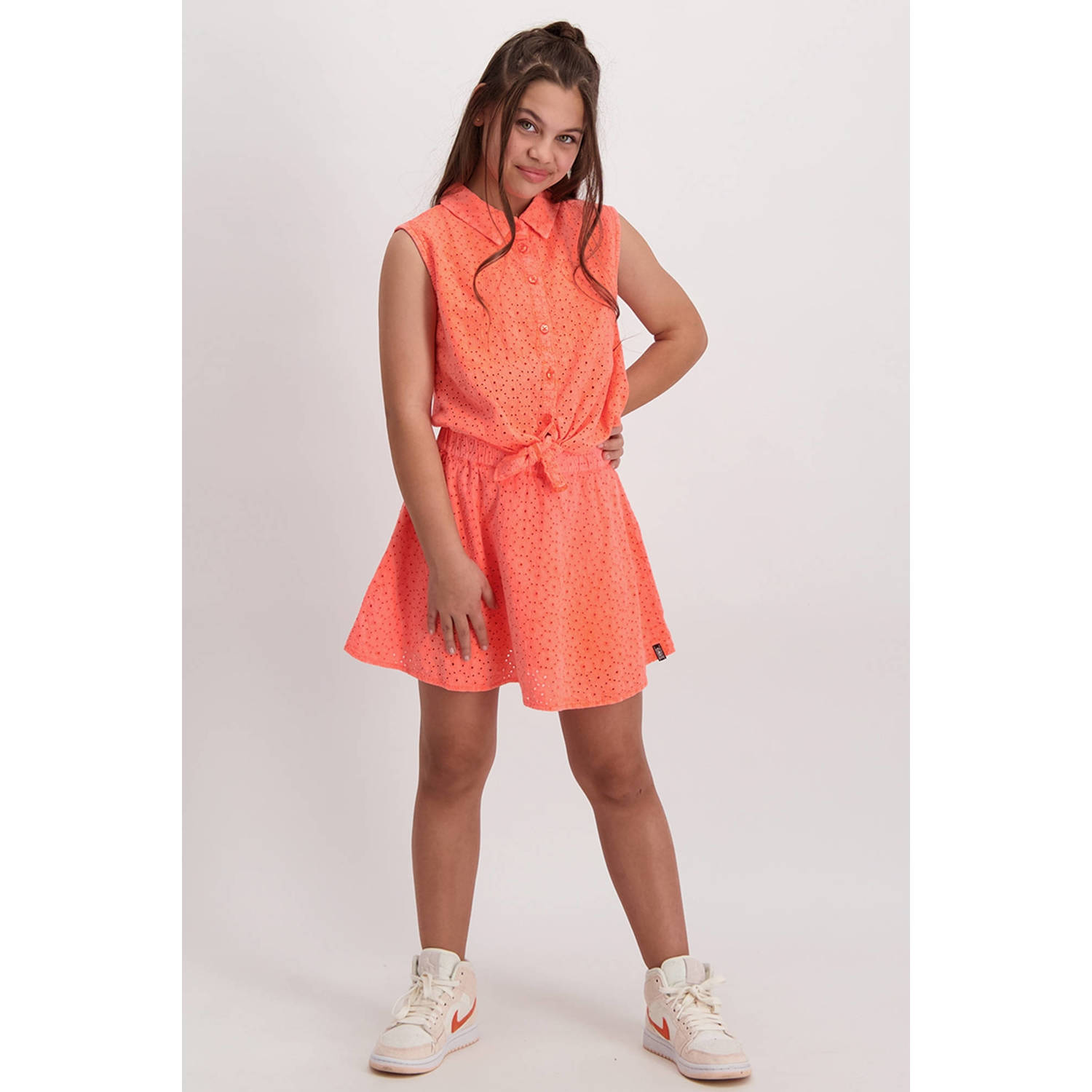 Cars korte rok broderie oranje