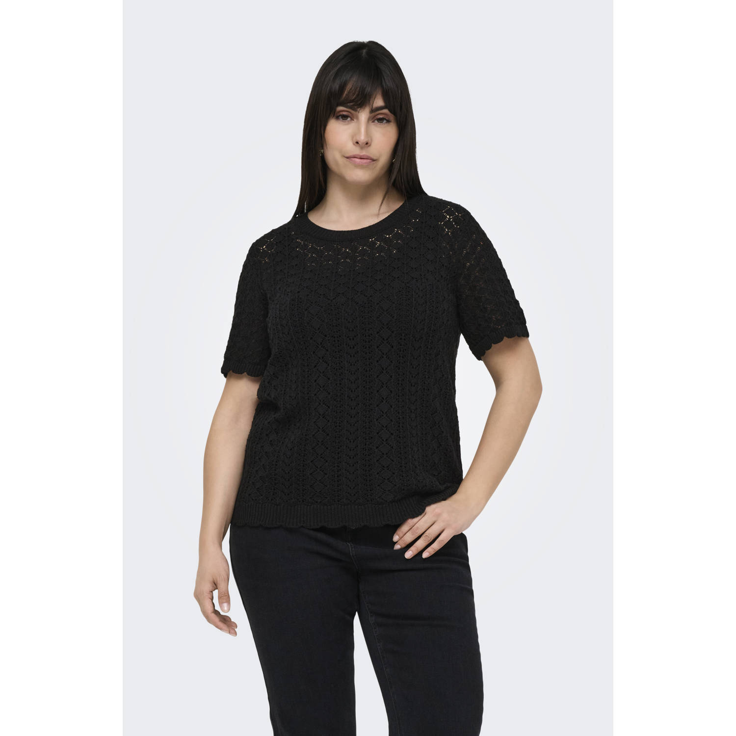 ONLY CARMAKOMA top gebreid zwart