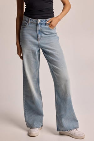 high waist flared jeans medium blue denim