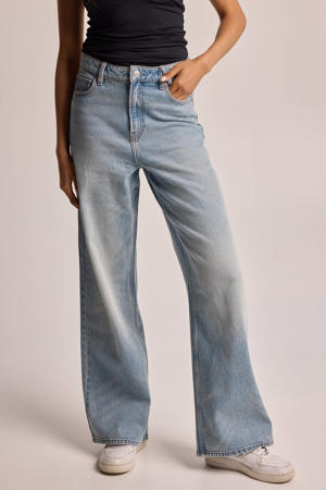 high waist flared jeans medium blue denim