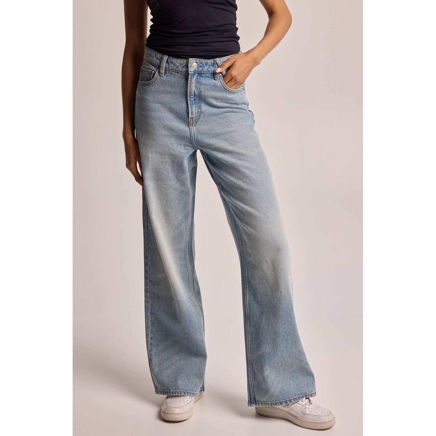 America Today high waist flared jeans medium blue denim