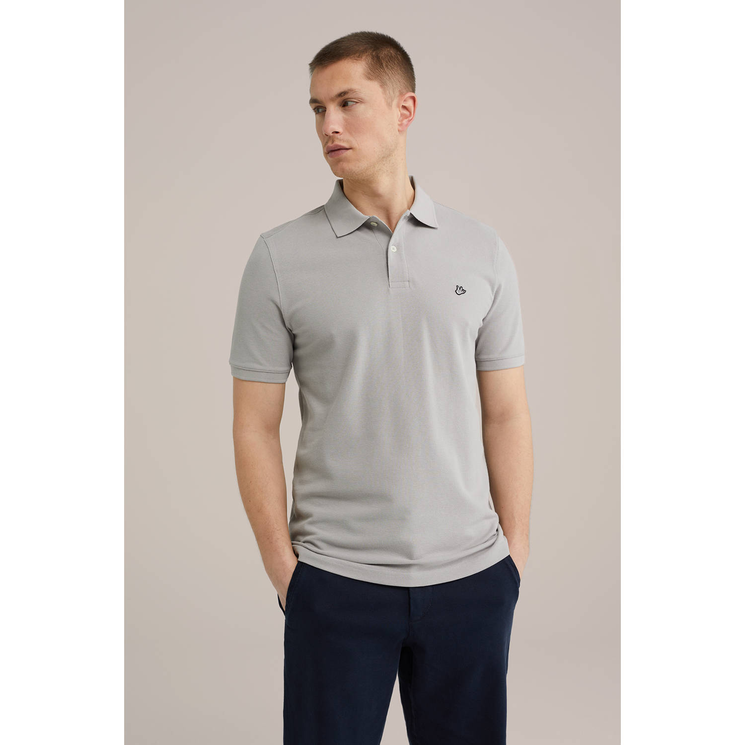 WE Fashion slim fit polo grijs