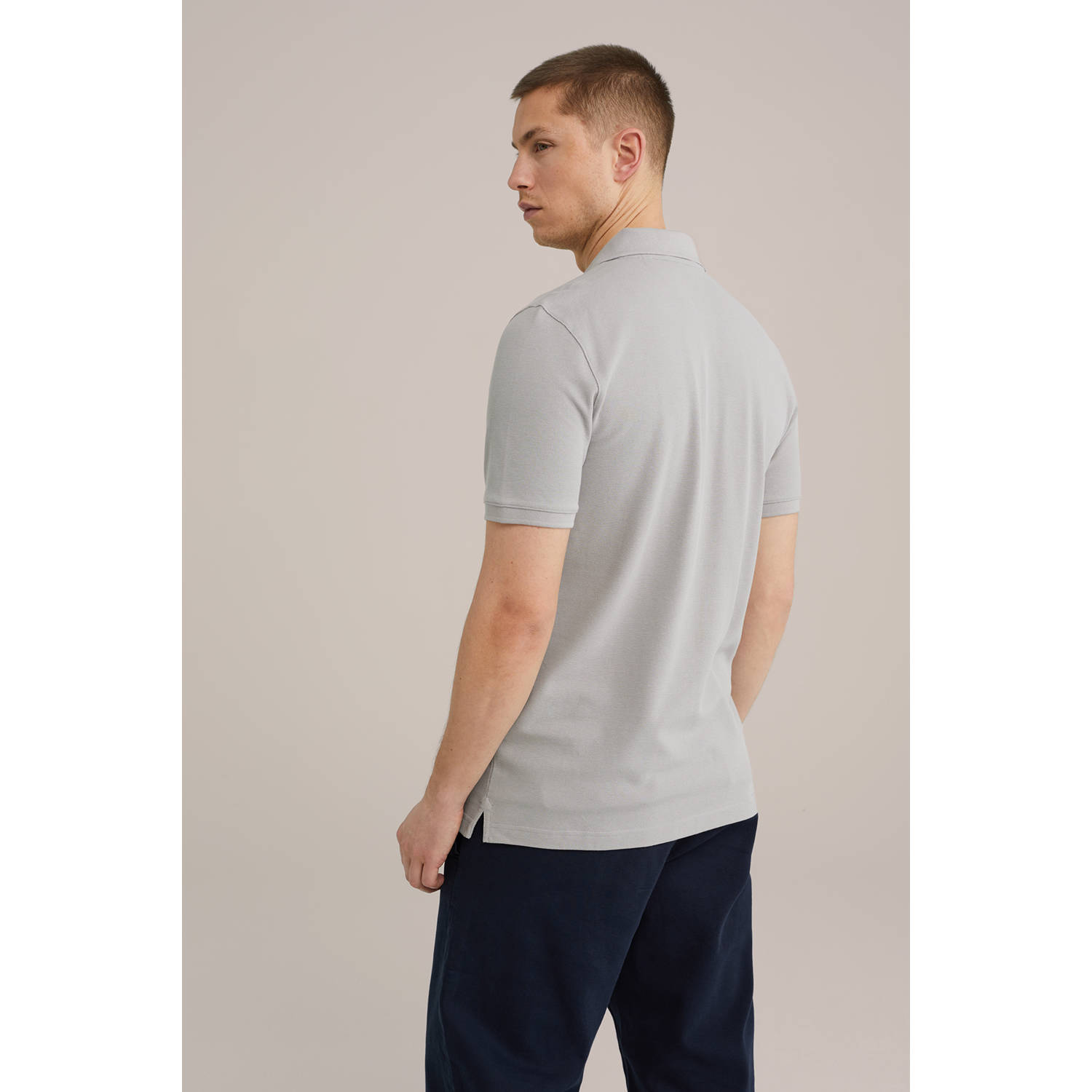 WE Fashion slim fit polo grijs