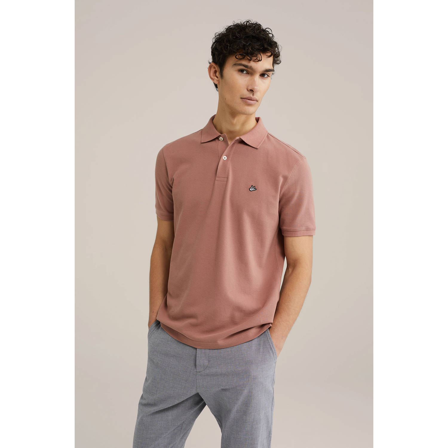 WE Fashion slim fit polo oudroze