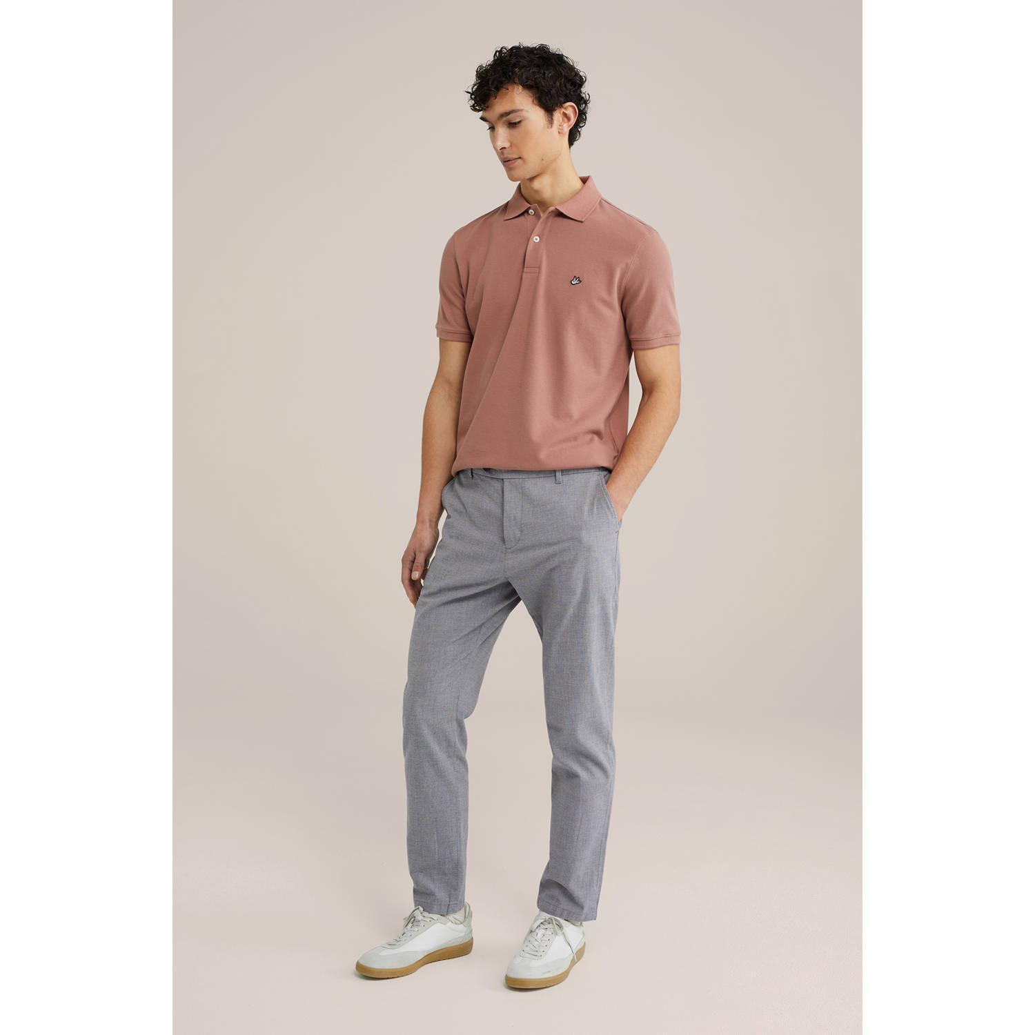 WE Fashion slim fit polo oudroze