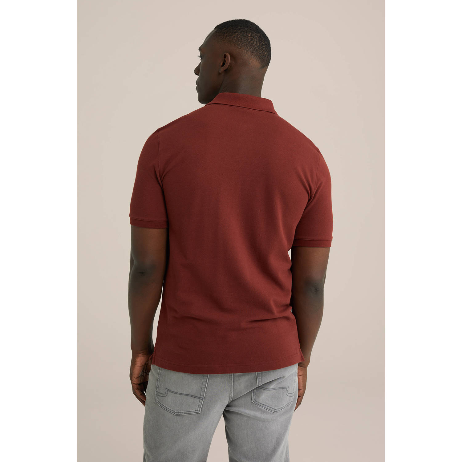 WE Fashion slim fit polo roodbruin