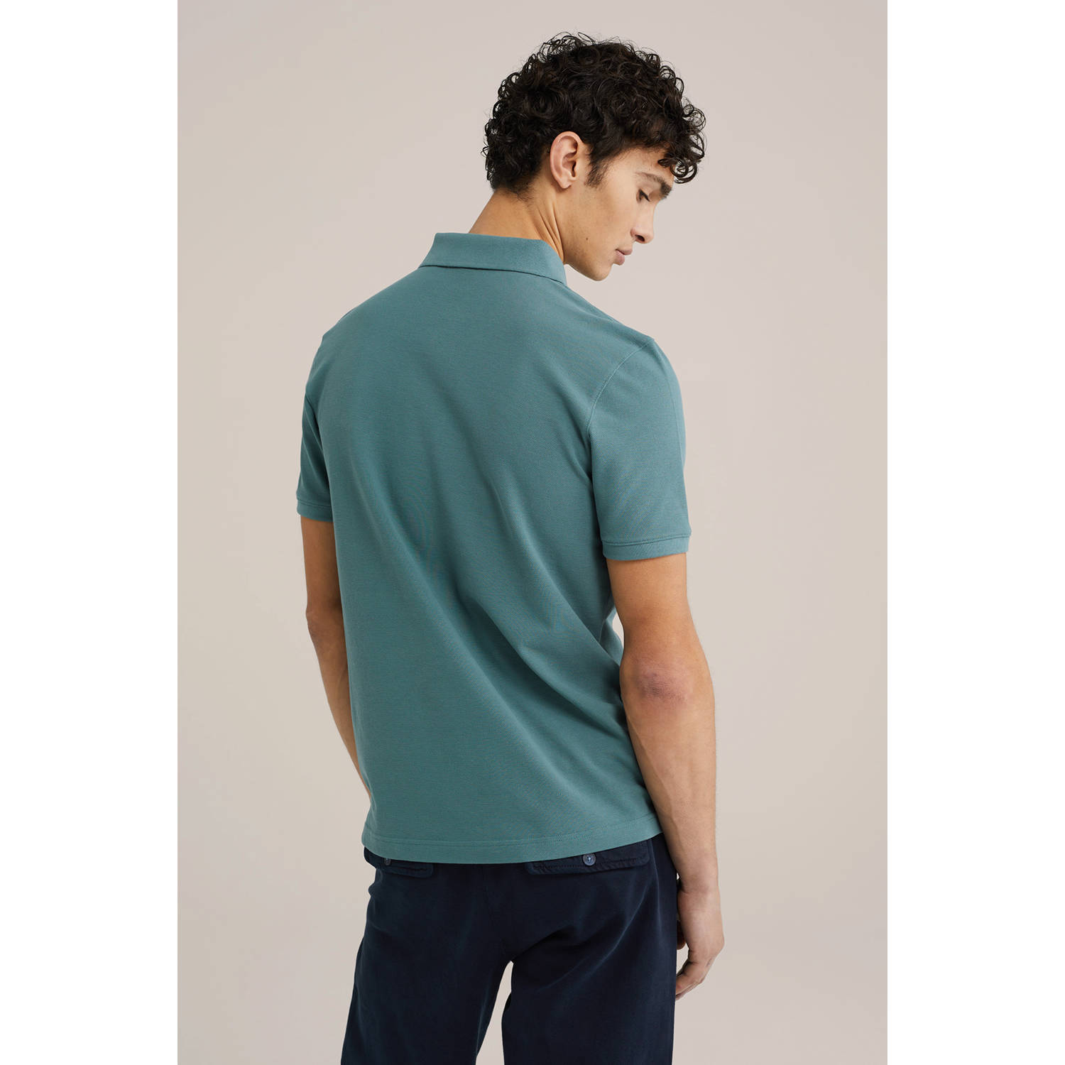 WE Fashion slim fit polo blauw