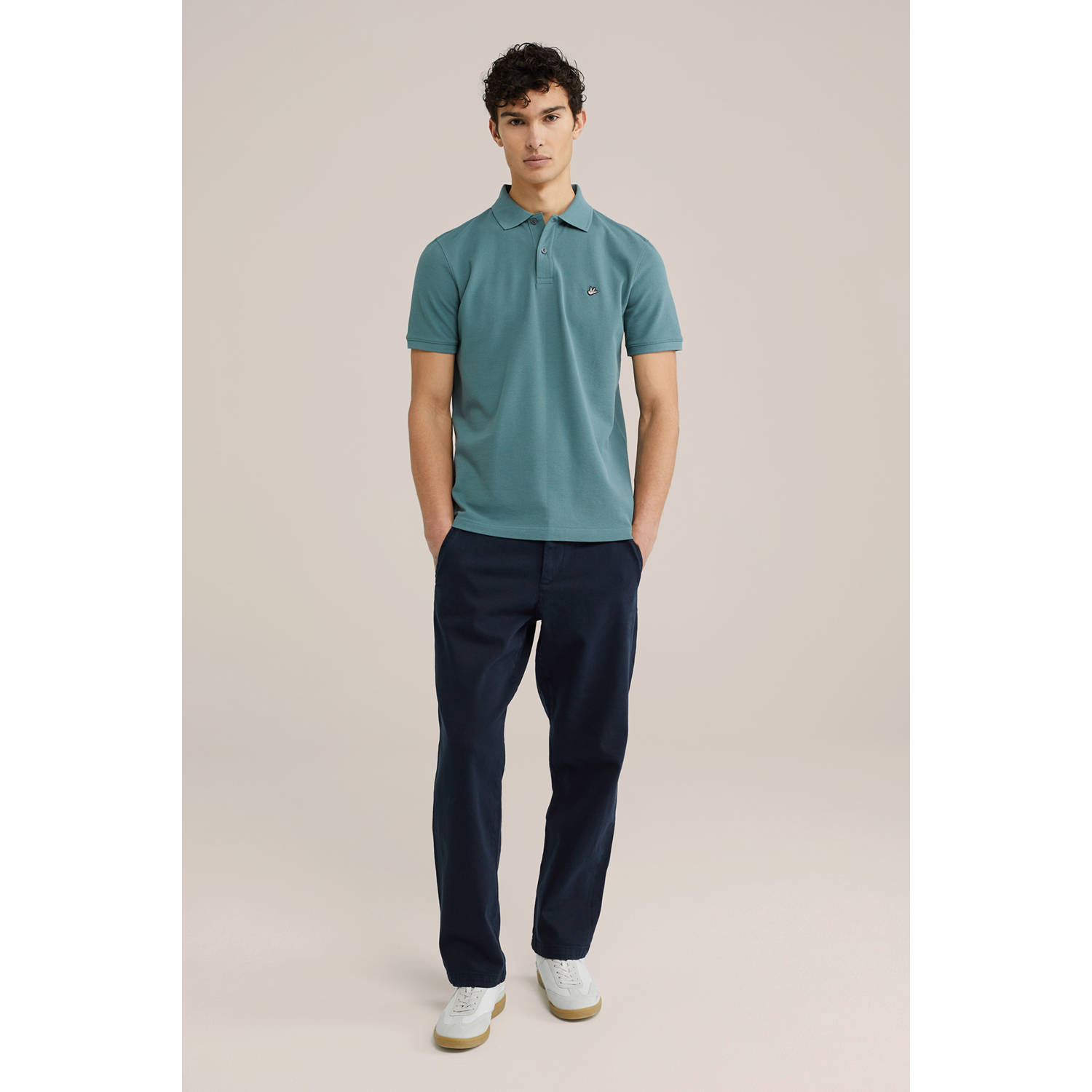 WE Fashion slim fit polo blauw
