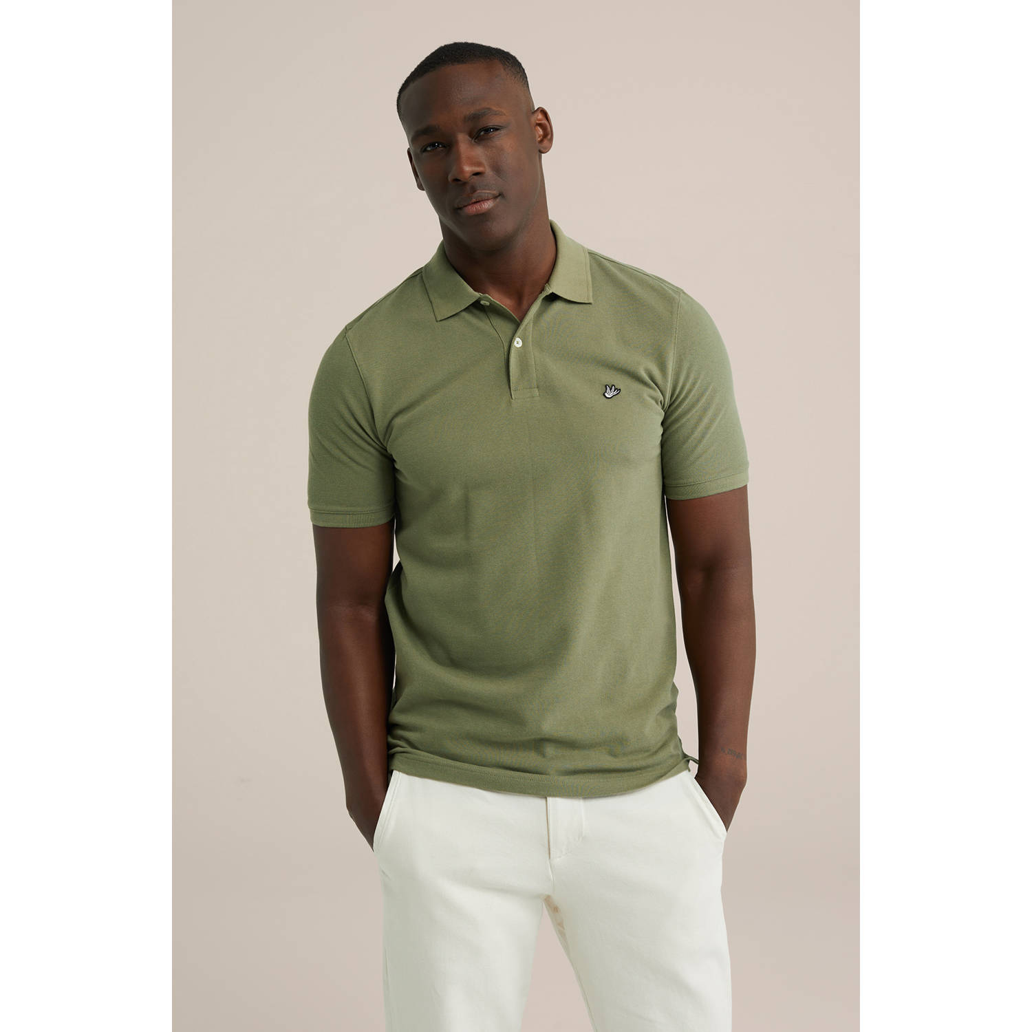 WE Fashion slim polo groen